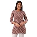 feranoid Women Cotton Printed Straight Short Kurti