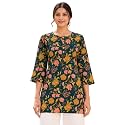 feranoid Women Cotton Printed Straight Short Kurti