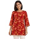 feranoid Women Cotton Printed Straight Short Kurti