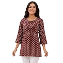 feranoid Women Cotton Printed Straight Short Kurti