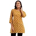 feranoid Women Cotton Printed Straight Short Kurti