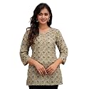 feranoid Women Cotton Printed Straight Short Kurti