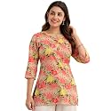 feranoid Women Cotton Printed Straight Short Kurti