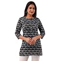 feranoid Women Cotton Printed Straight Short Kurti