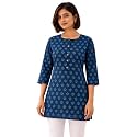 feranoid Women Cotton Printed Straight Short Kurti