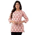 feranoid Women Cotton Printed Straight Short Kurti