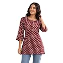feranoid Women Cotton Printed Straight Short Kurti