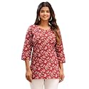 feranoid Women Cotton Printed Straight Short Kurti