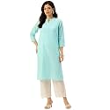 feranoid Womens Plain Cotton Kurta with Mandarin