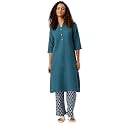 feranoid Womens Plain Cotton Kurta with Mandarin