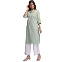 feranoid Womens Plain Cotton Kurta with Mandarin