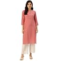 feranoid Womens Plain Cotton Kurta with Mandarin