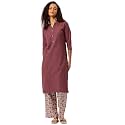 feranoid Womens Plain Cotton Kurta with Mandarin