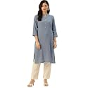 feranoid Womens Plain Cotton Kurta with Mandarin