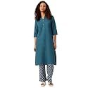 feranoid Womens Plain Cotton Kurta with Mandarin