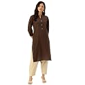 feranoid Womens Plain Cotton Kurta with Mandarin