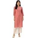 feranoid Womens Plain Cotton Kurta with Mandarin
