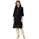 feranoid Womens Plain Cotton Kurta with Mandarin