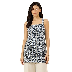 feranoid Womens Printed Sleeveless Short Kurti with