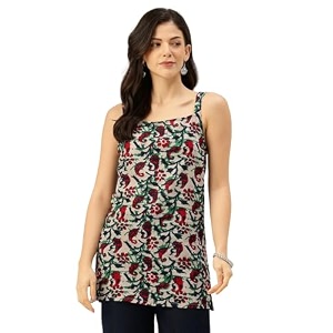 feranoid Womens Printed Sleeveless Short Kurti with