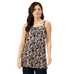 feranoid Womens Printed Sleeveless Short Kurti with