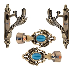 ferio alloy zinc and diamond antique brass curtain bracket parda holder and curtain finial for door and windows fitting 1 inch rod curtain holder rod 2 pcs and curtain finial 2 pcs