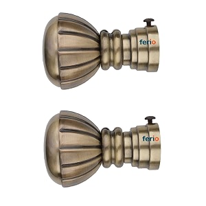 ferio antique brass decorative curtain holders brackets for door and windows curtaon rod holder fitting for 1 inch rod only finials home dcor brass finish pack of 2 pcs