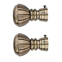 FERIO Antique Brass Decorative Curtain Holders Brackets for Door and Windows Curtaon Rod Holder Fitting for 1 Inch Rod Only Finials Home Décor Brass Finish (Pack of 2 Pcs)