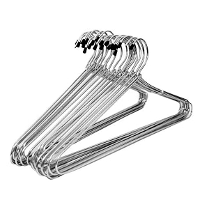 ferio premium garment hanger for clothes heavy duty stainless steel cloth hangers silver hanger pack of 12 dry wet clothes hangers space saving suits saree pants shirts non slip grooves