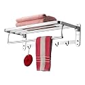 Ferio Heavy-Duty Stainless Steel Dual Folding Towel Rack/Holder/Towel Stand/Hanger/Towel Bar for Bathroom Accessories - 24 Inch (Chrome)