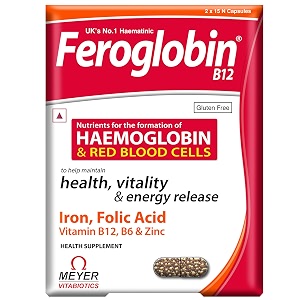 feroglobin b12 capsules for iron haemoglobin amp red blood cell formation monthly pack  iron folic acid vitamin b12 b6 amp zinc  supports energy release amp vitality  gluten free  30 capsules