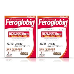 feroglobin b12 capsules for hemoglobin amp red blood cell formation  iron folic acid b12 b6 amp zinc  combo pack of 2 30 capsules each