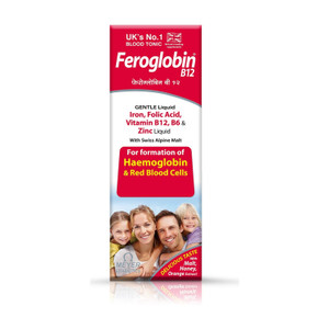 feroglobin b12 liquid for all ages that support haemoglobin formation orange flavor