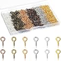 Ferraycle 600 Pcs Small Screw Eye Pins Hooks for Jewelry Making, 4 x 8 mm