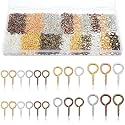 Ferraycle 600 Pcs Small Screw Eye Pins Hooks for Jewelry Making, 3 Sizes