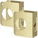 Ferraycle Lock and Door Reinforcement Plate 1-3/4-Inch Thick by 2-3/8-Inch Backset 2-1/8-Inch Bore Doors Reinforce Repair Stainless Steel Home Security Plate Add Security to Your Home(Brass,2 Pcs)