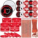 Ferreve 90 Pcs Red Ribbon Week Supplies Bulk Red Ribbon Week Awareness Party Favors Include 30 Pencil 30 Bracelet 30 Badge Button for Reward Anti Drugs Events Office Supplies Charity Activity