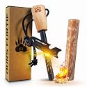 Ferro Rod Fire Starter Kit with Fatwood Tinder Stick - 3/8" Thick Ferrocerium Flint and Steel Fire Starter, Multi-Tool Striker & Pouch - Survival Fire Steel for Camping, Bushcraft & Emergency