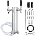 FERRODAY All Stainless Steel Kegerator Tower, 3" Beer Tower with Dual Taps