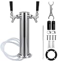 FERRODAY Kegerator Tower Dual Faucet, 3" Beer Tower Double Tap Dispenser