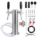 FERRODAY Upgraded Long Shank Faucet Kegerator Tower, Dual Adjustable Tap