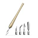 FERYES 4-in-1 Cuticle Pusher Tool-Curved/Smooth/Chisel/Horseshoe Heads + Thread-Lock Handle for Secure Salon Manicures