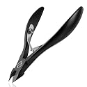 FERYES Cuticle Cutters 1/2 Jaw - Professional Stainless Steel Cuticle Clippers Nail Cuticle Remover Tool, Nail Dead Skin Clipper - BLACK
