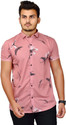 feshopee Men Slim Fit Printed Spread Collar Casual Shirt