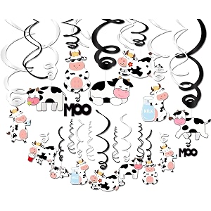festiko12 cow party hanging swirls decorations for farm theme birthday party hanging booth props barnyard party supplies boys girls birthday favor spiral ornaments