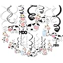 Festiko®12 Cow Party Hanging Swirls Decorations for Farm Theme Birthday Party Hanging Booth Props Barnyard Party Supplies Boys Girls Birthday Favor Spiral Ornaments