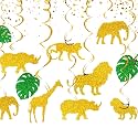 Festiko®12 PCS Glitter Jungle Animals Party Decorations Safari Animals Swirl Hanging Decoration Jungle Animals Party Supplies Safari Party Favors