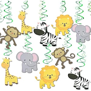 festiko12 jungle animals hanging swirl decorations for forest theme birthday festival party