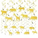 Festiko®12 Pcs Glitter Jungle Safari Zoo Animal Party Decorations Jungle Animals Hanging Swirls, Jungle Forest Theme Party Decorations, Jungle Safari Theme Birthday Party Supplies