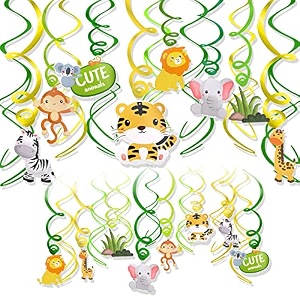 festiko12 pcs jungle animal party decorationjungle animals hanging swirl safari party forest animal theme supplies for kid39s birthday party